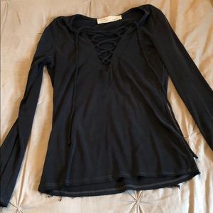 Vintage Havana black lace up tee
